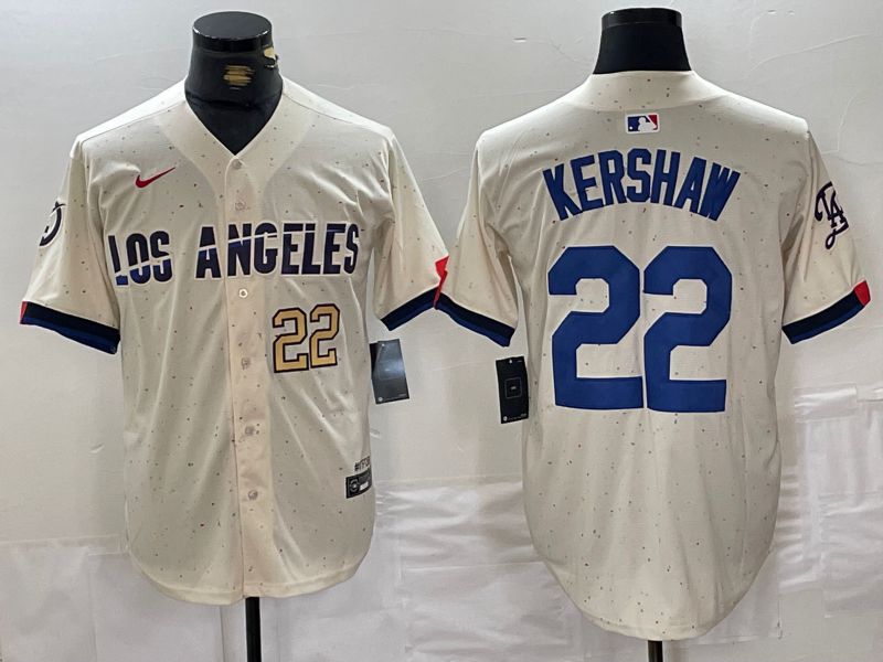 Men Los Angeles Dodgers #22 Kershaw Cream Fashion Nike Game MLB Jersey style 4->los angeles dodgers->MLB Jersey